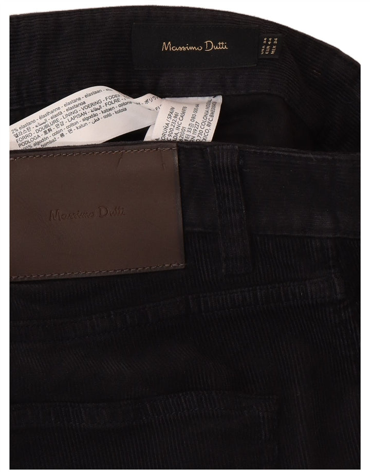 MASSIMO DUTTI Pantalon droit en velours côtelé pour homme EU 44 Large W36 L30 Noir