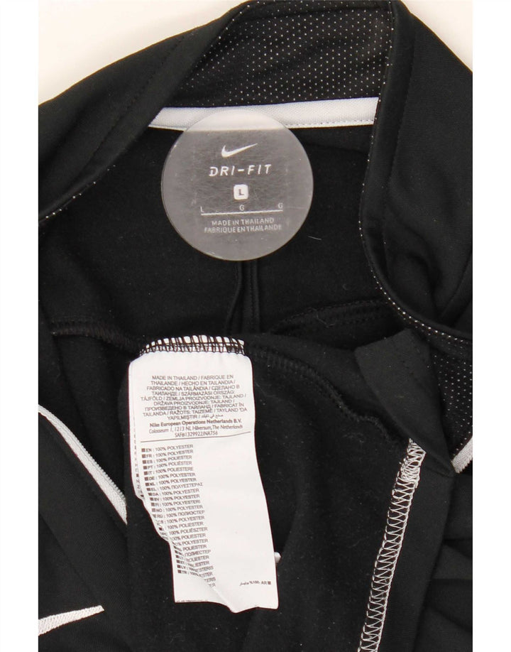 Nike Dri Fit Haut à col zippé à manches longues pour homme Taille L Noir Colorblock