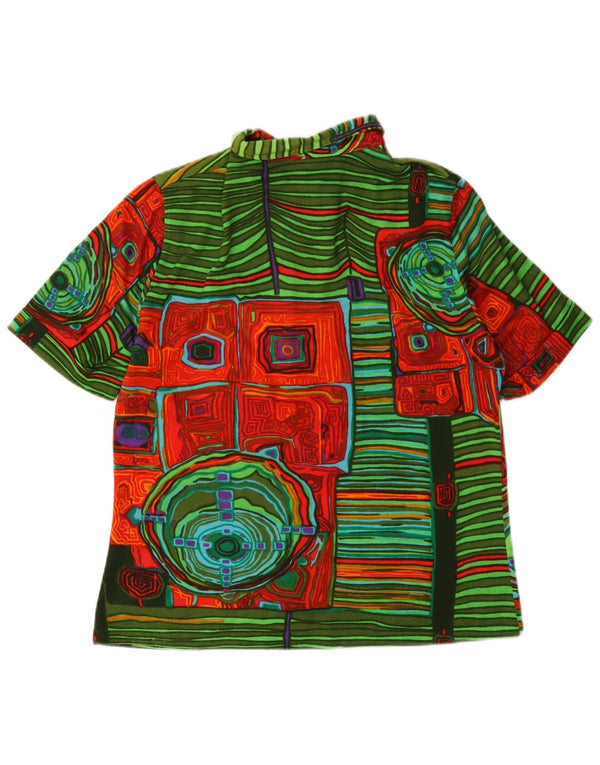 Polo Femme Vintage UK 14 Moyen Multicolore Géométrique