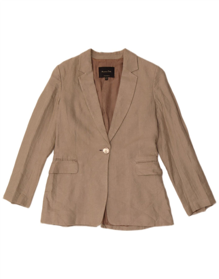 Massimo Dutti Veste Blazer 1 Bouton Femme EU 38 Petit Lin Gris