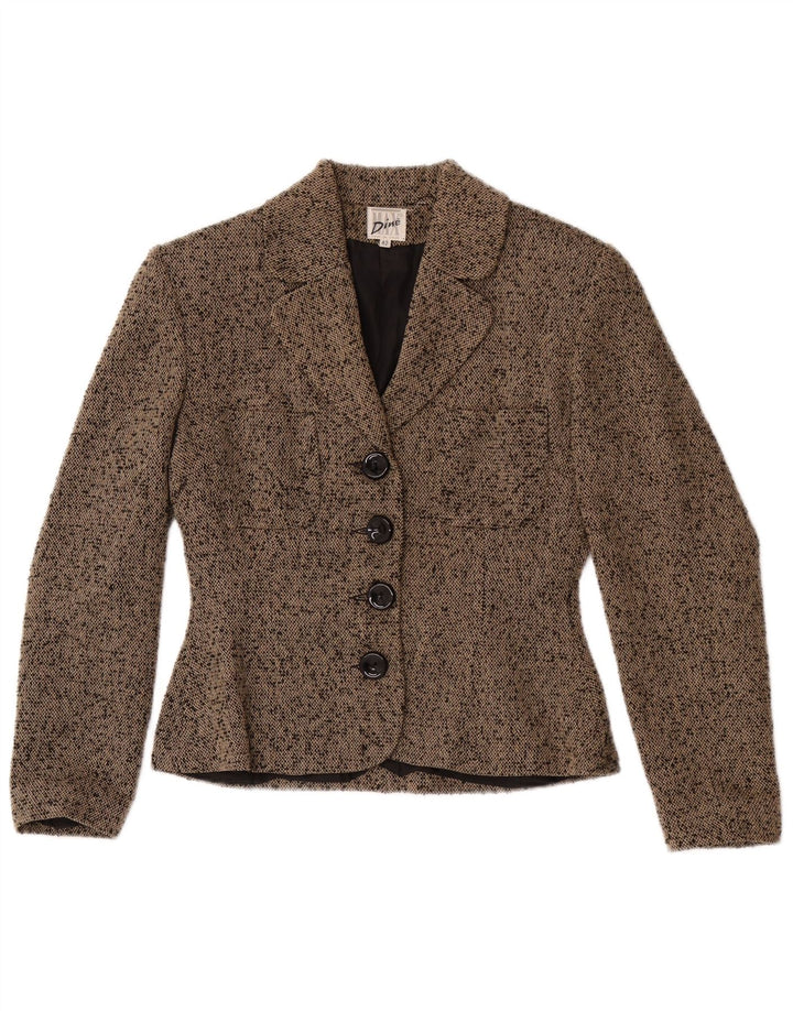 Max Dine Veste Blazer 4 Boutons Femme IT 42 Acrylique Moucheté Marron Moyen