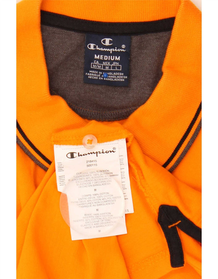 Champion Polo Homme Coton Rayé Orange Moyen