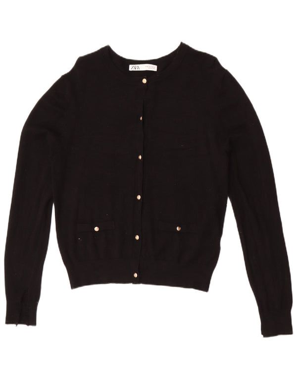 Zara Cardigan Femme Pull UK 12 Medium Noir