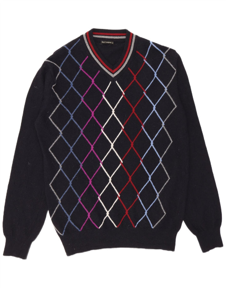 Best Company Pull col V pour homme Bleu marine moyen Argyle/Diamant