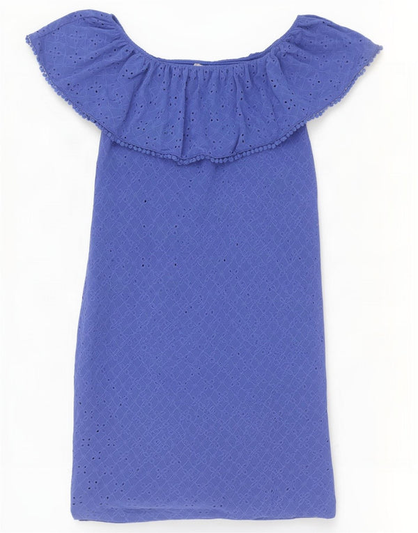 Oasis Robe à épaules dénudées pour femme UK 6 XS Bleu Polyester