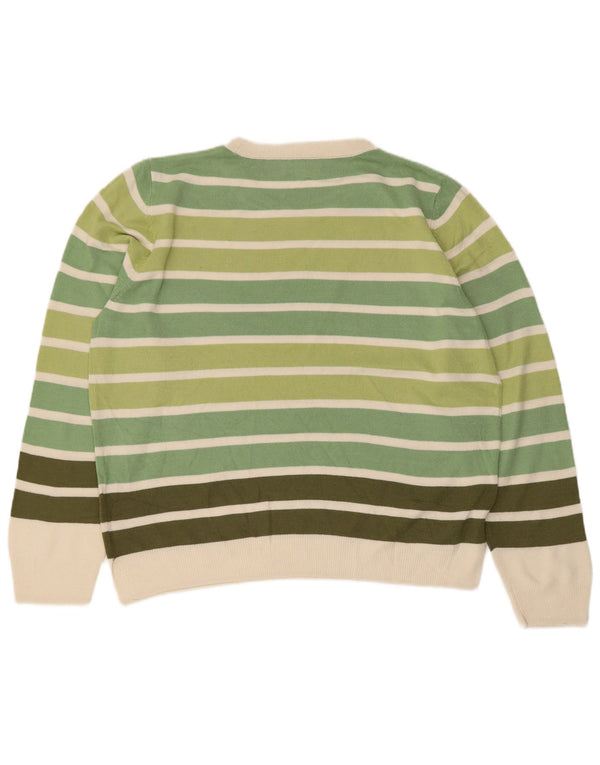 Marks & Spencer Pull ras du cou pour femme UK 16 Large Vert Rayé