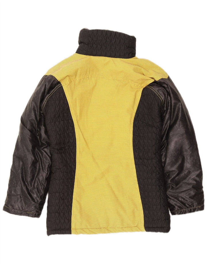 VINTAGE Veste coupe-vent femme UK 14 Coton colorblock jaune moyen