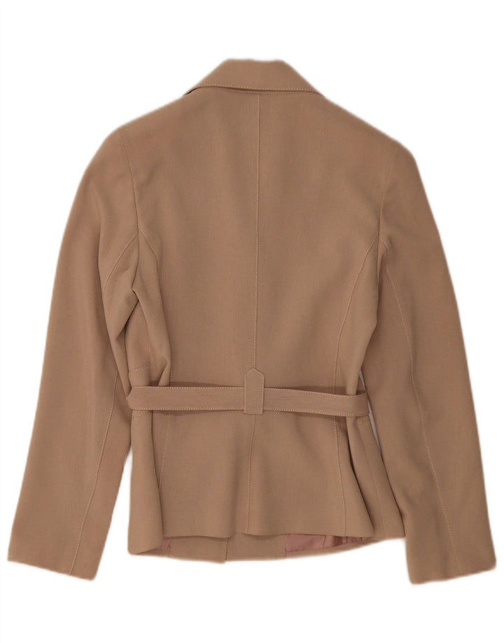 vintage Femme 2 Bouton Blazer Veste UK 8 Petit Beige