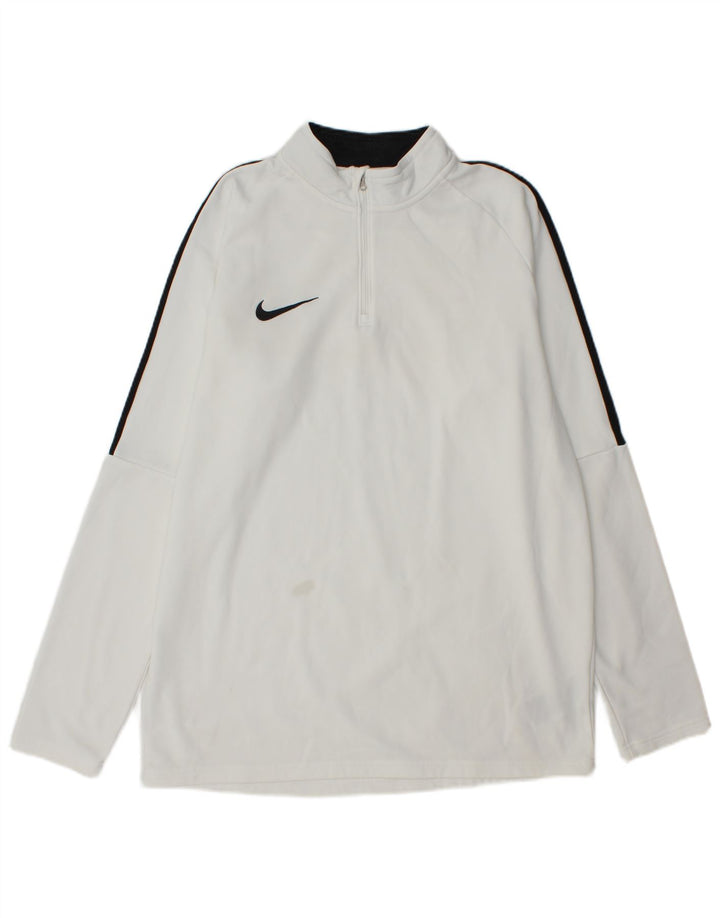 Nike Haut de survêtement Dri Fit à col zippé pour homme - Grand color block blanc