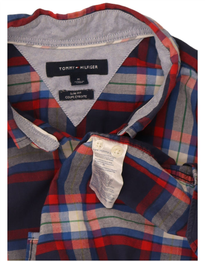 Tommy Hilfiger Chemise Slim à Manches Courtes Homme Bleu Marine Moyen à Carreaux