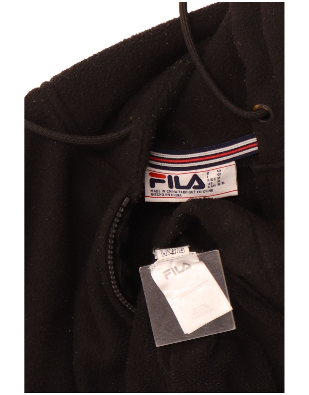 FILA Pull Polaire à Capuche et Col Zippé Homme Noir Moyen Polyester