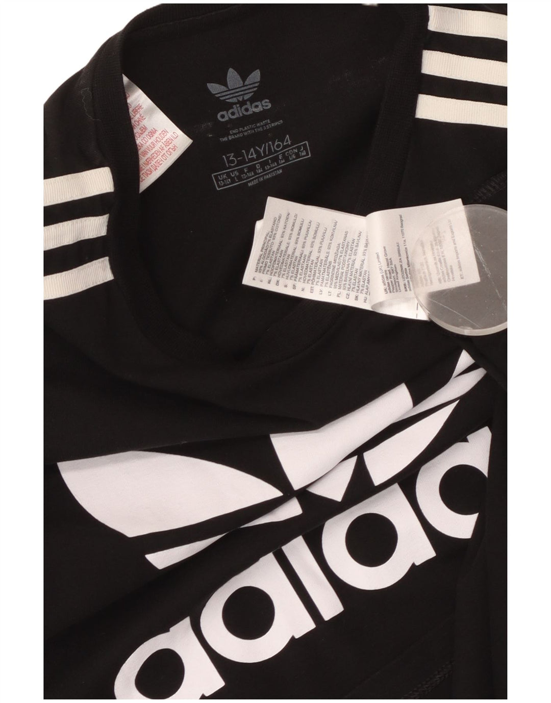 ADIDAS Robe T-Shirt Graphique Fille 13-14 ans Noir Coton