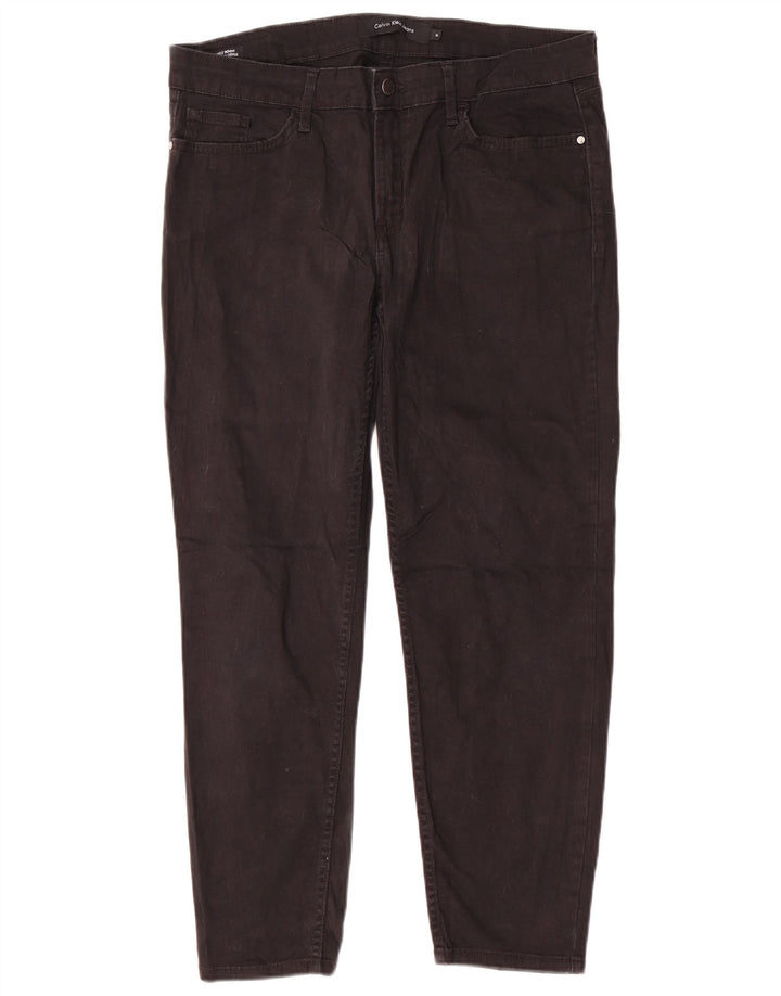 CALVIN KLEIN Pantalon décontracté skinny pour femme US 14 XL W34 L26 Coton noir