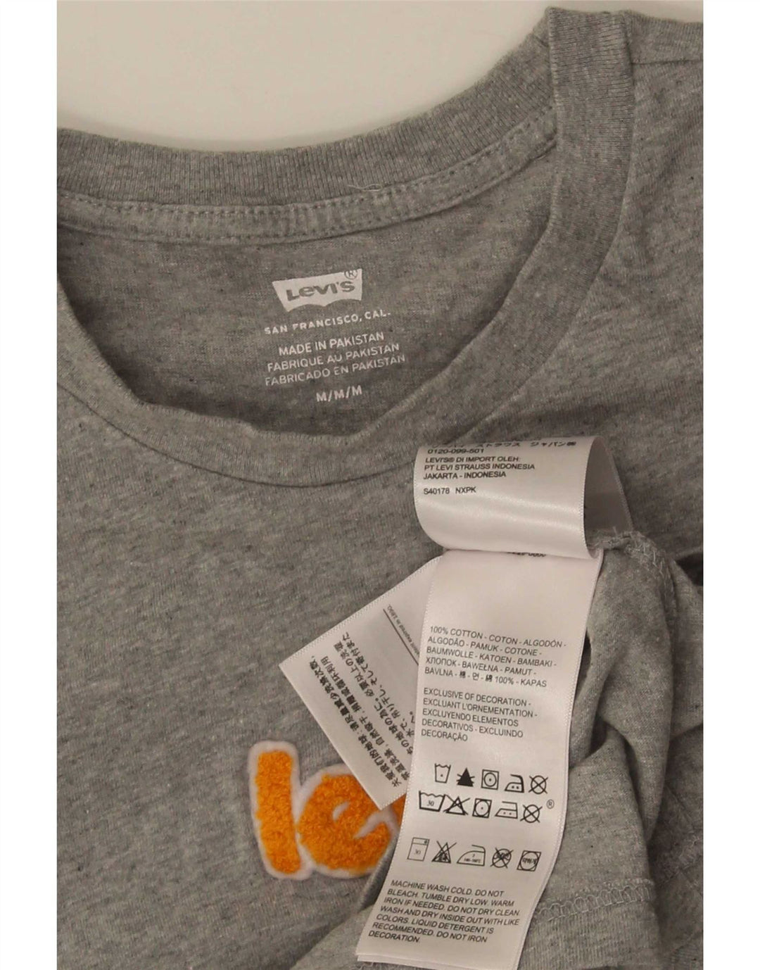 Levi's T-Shirt Graphique Femme UK 12 Gris Moyen Coton