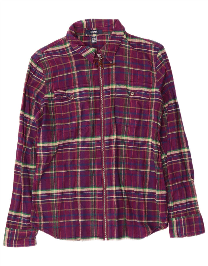 Chaps Chemise en flanelle pour femme UK 14 Coton à carreaux violet moyen