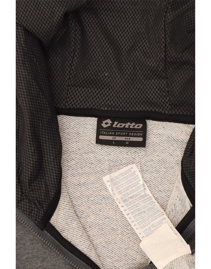 Lotto Pull à Capuche Zippé Graphique Homme Gris Moyen Coton