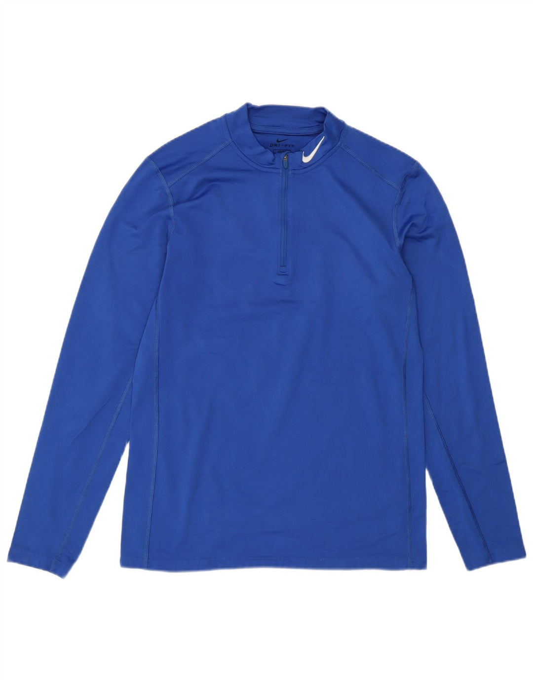 NIKE Mens Dri Fit Zip Neck Pullover Tracksuit Top Medium Blue Polyester