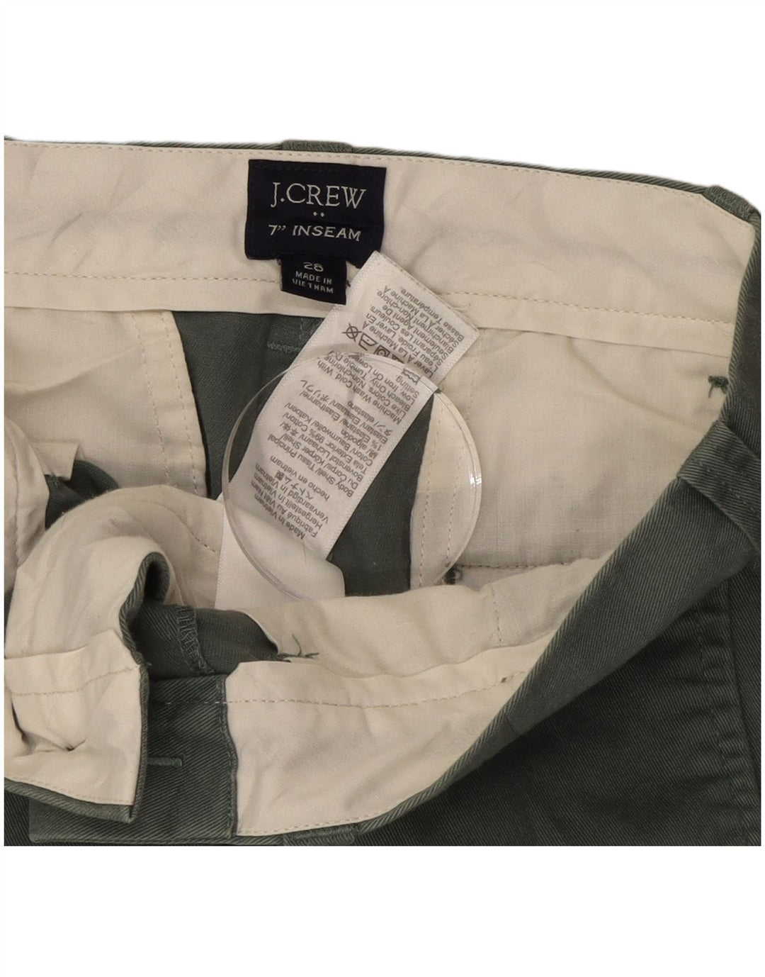 J. Crew Short Chino Homme W28 Petit Vert Coton