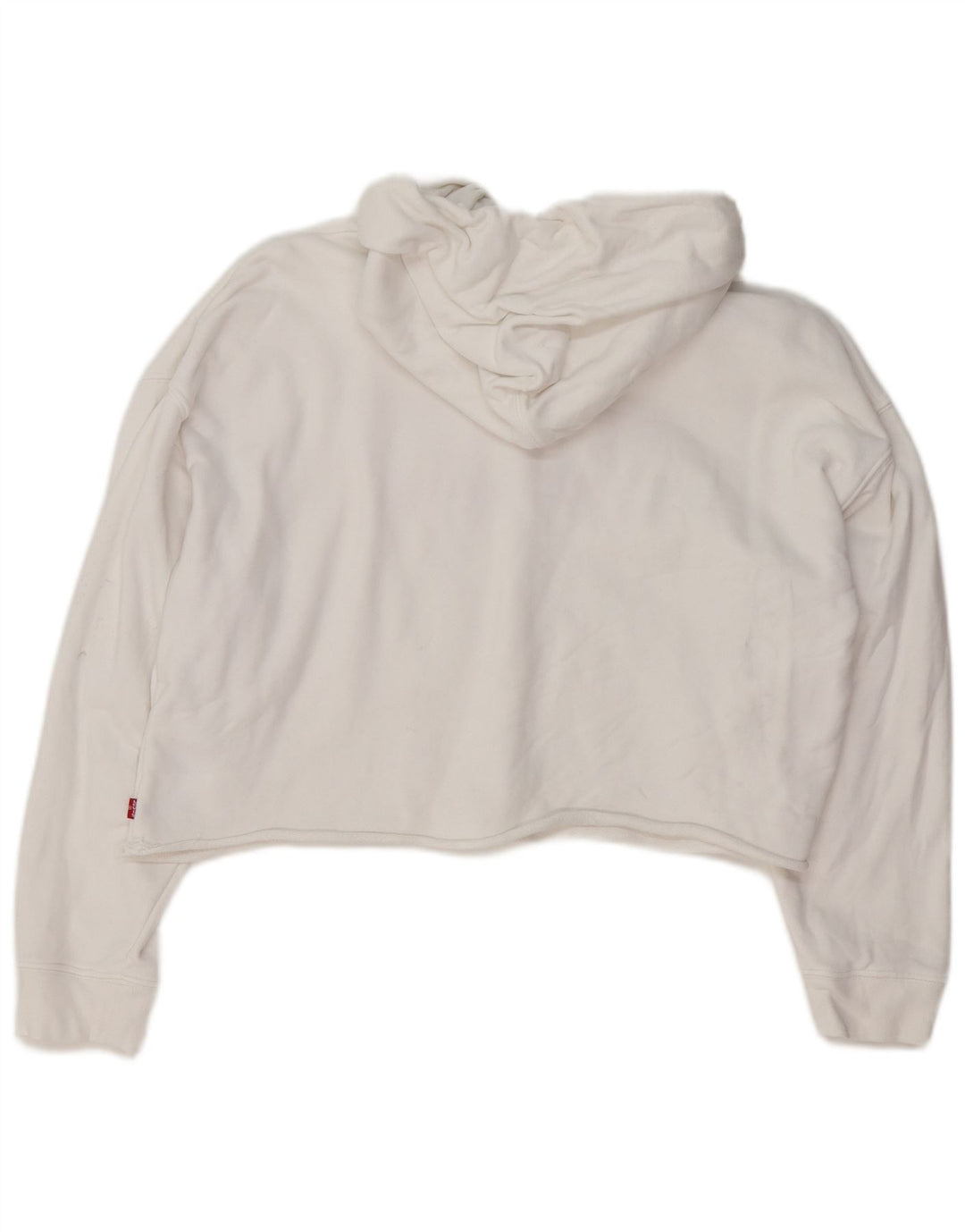 LEVI'S Pull à capuche court surdimensionné pour femme UK 14 en coton blanc moyen