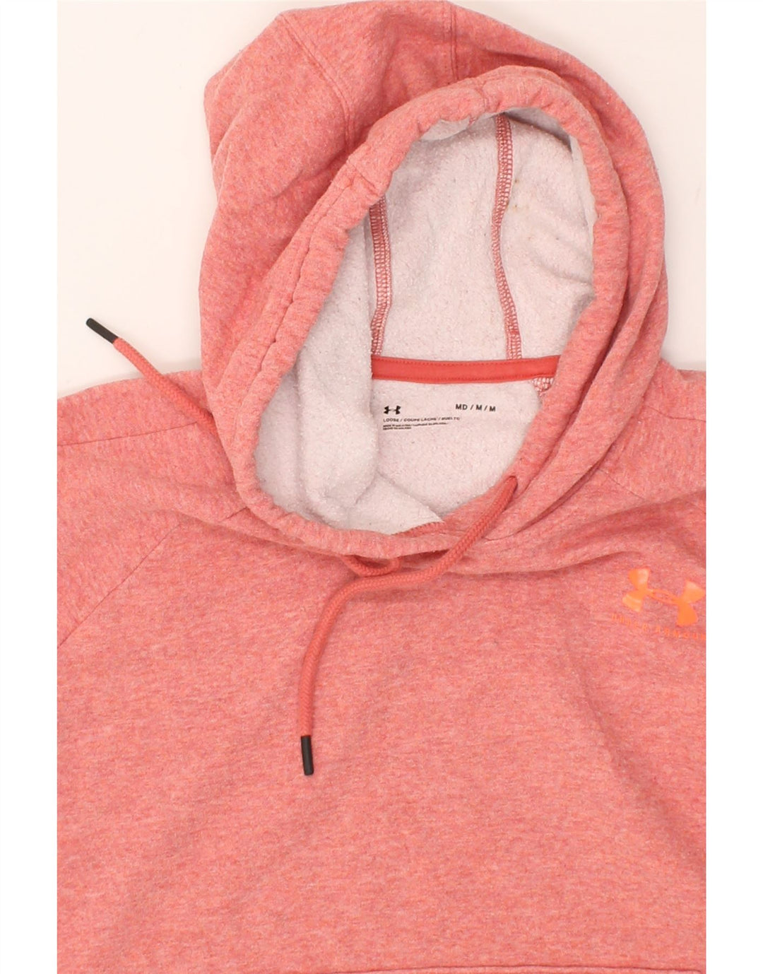 UNDER ARMOUR Womens Oversized Graphic Hoodie Jumper UK 14 Medium Pink | Vintage Under Armour | Thrift | Second-Hand Under Armour | Used Clothing | Messina Hembry 