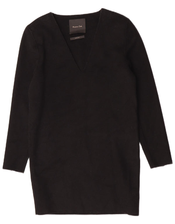 Massimo Dutti Robe pull surdimensionnée à manches longues pour femme UK 6 XS Laine noire