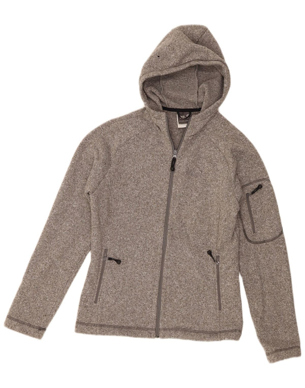 Jack Wolfskin Cardigan à capuche pour femme UK 12/14 Gris moyen moucheté