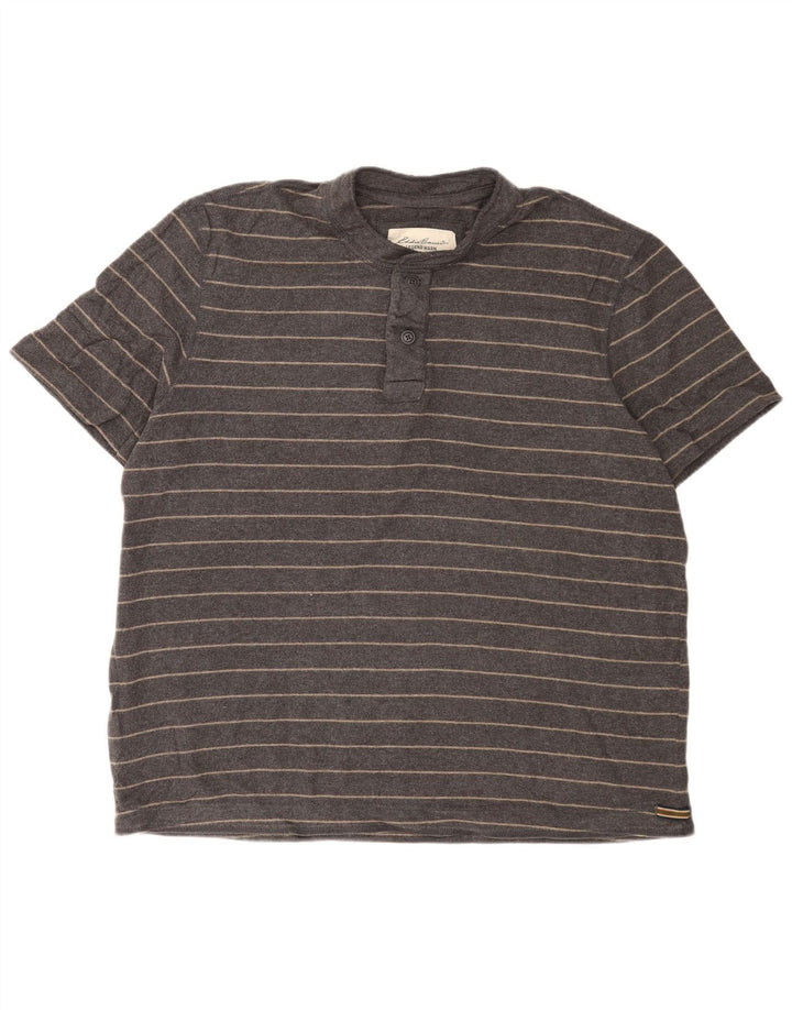 Eddie Bauer Polo Homme XL Gris Rayé Coton