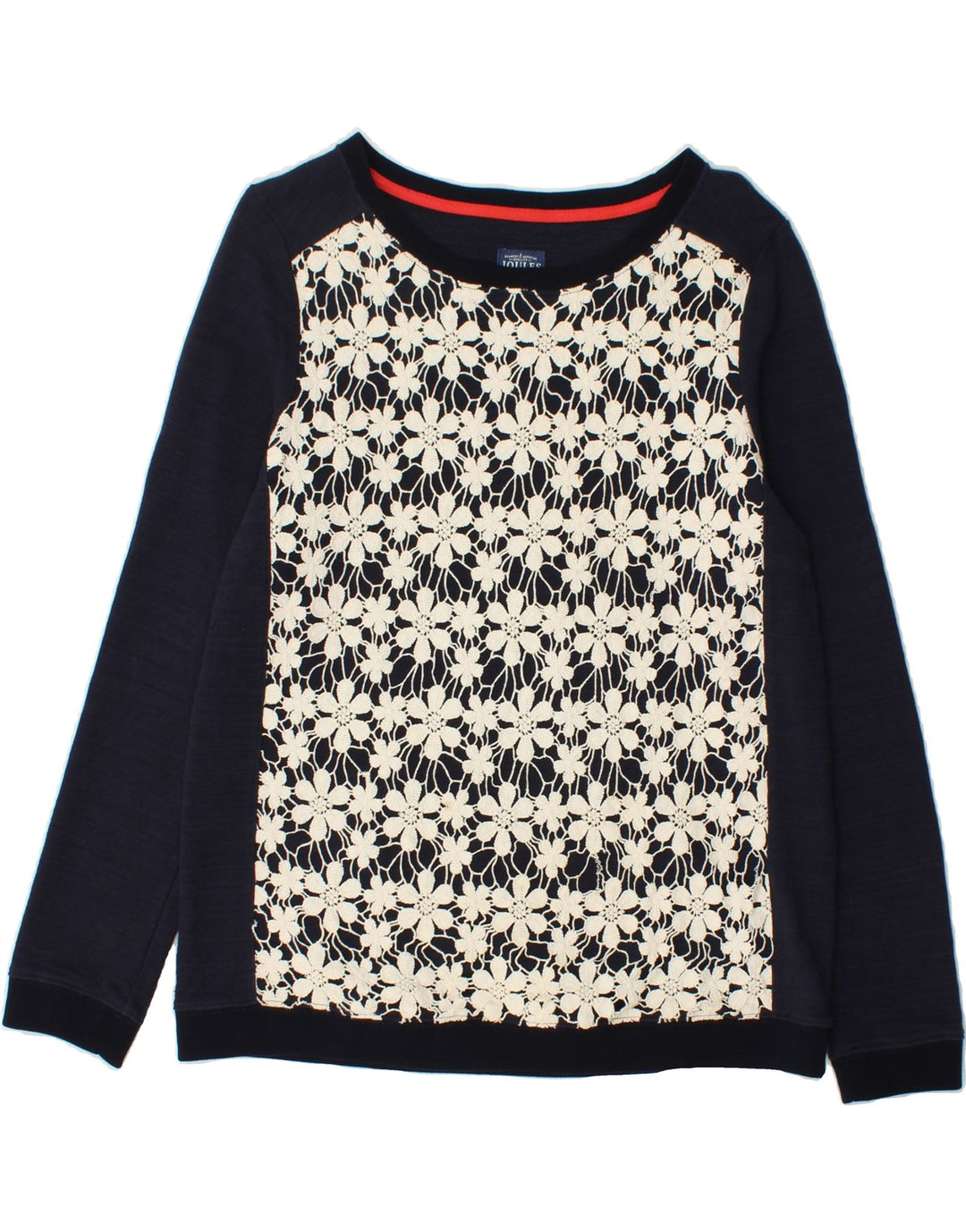 JOULES Womens Sweatshirt Jumper UK 12 Medium Navy Blue Floral Vintage Joules and Second-Hand Joules from Messina Hembry 