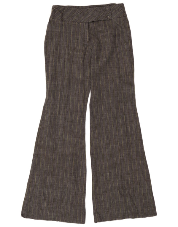 Mango Pantalon de costume évasé pour femme UK 8 Small W28 L33 Gris Ramie
