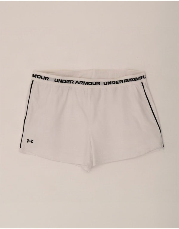 Under Armour Short de sport graphique pour femme UK 20 2XL Blanc Polyester