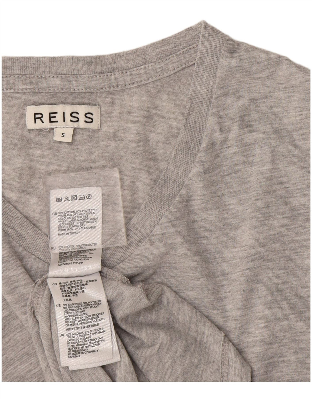 Reiss Homme T-Shirt Top Petit Gris Moucheté Coton