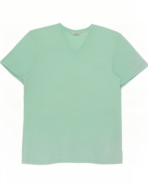 Calvin Klein T-shirt pour femme en coton à fines rayures turquoise