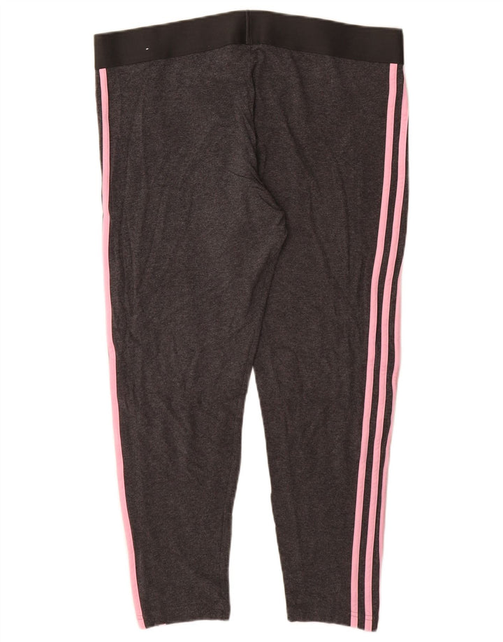 ADIDAS Leggings Femme UK 20/22 XL Gris Coton