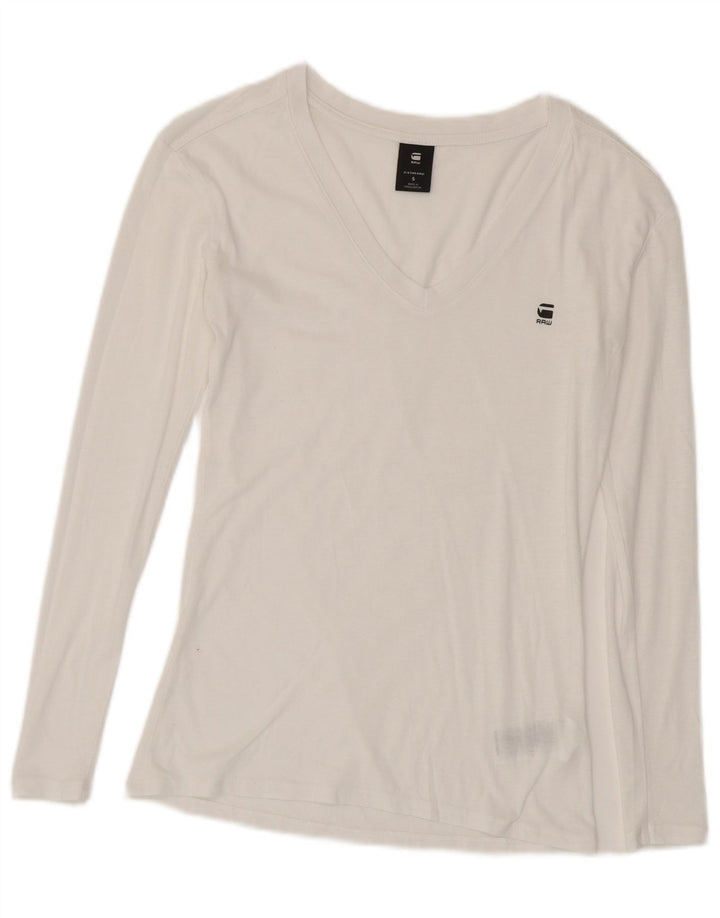 G-Star Haut à manches longues pour femme UK 10 Small Blanc Coton