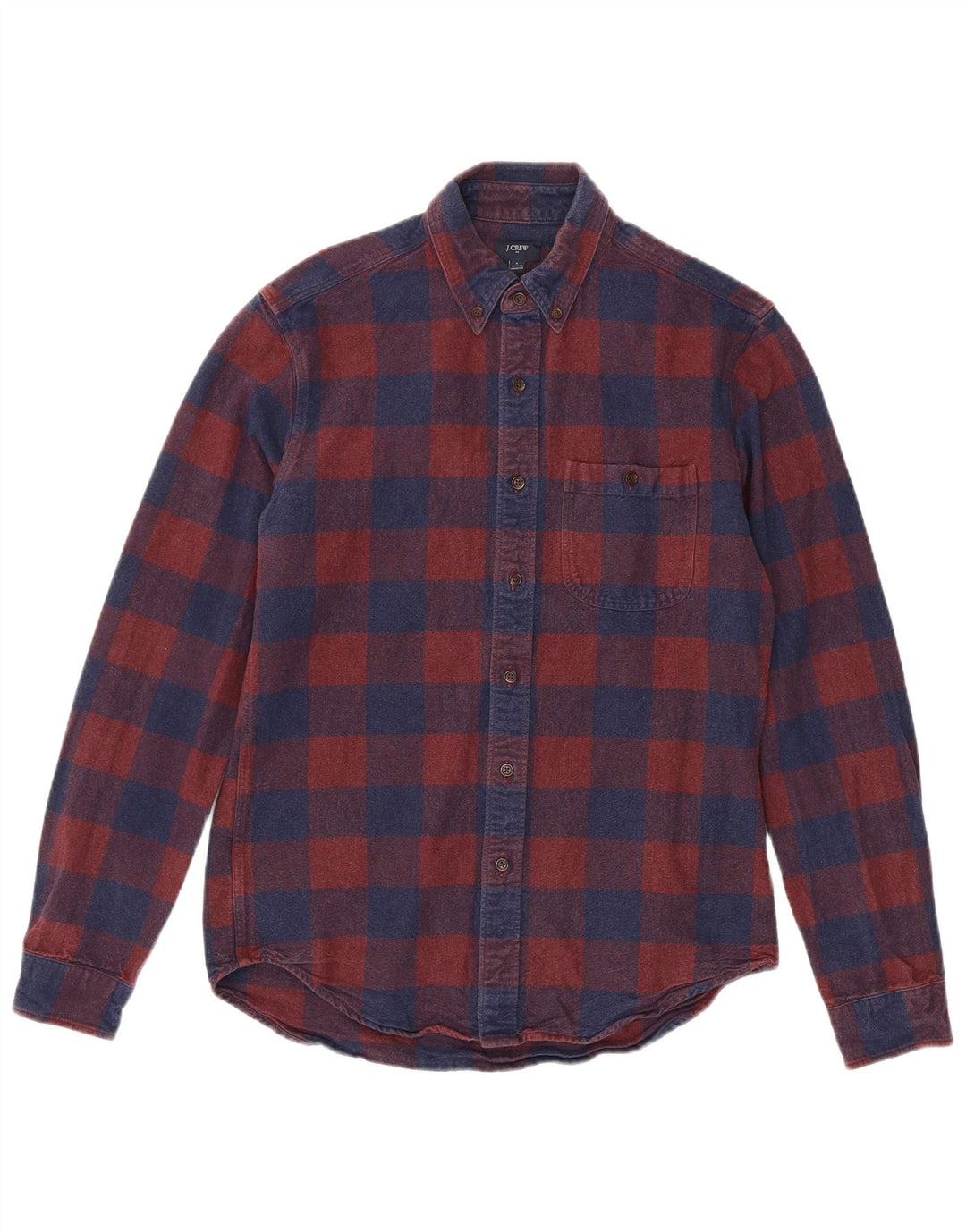 J. CREW Chemise en flanelle pour homme en coton à petits carreaux bordeaux