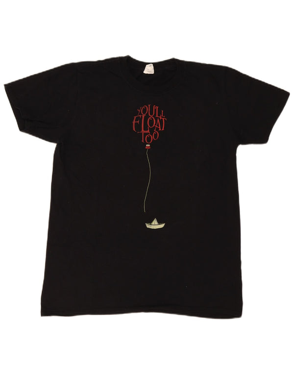 vintage Mens Regular Graphic T-Shirt Top Moyen Noir Coton