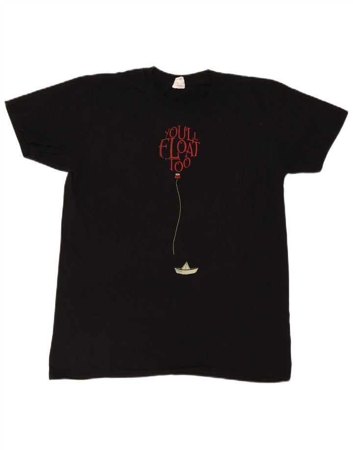 vintage Mens Regular Graphic T-Shirt Top Moyen Noir Coton