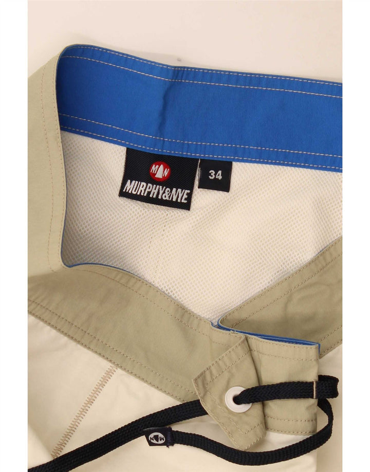 Murphy & Nye Short de Bain Graphique Homme Large Blanc Colorblock Polyamide