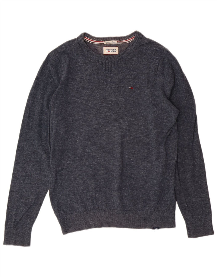 Tommy Hilfiger Pull à col rond pour homme Petit coton bleu marine