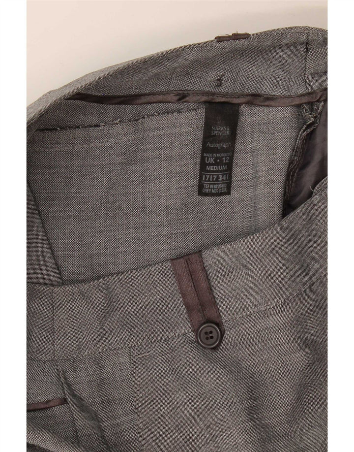 Marks & Spencer Pantalon Capri Femme UK 12 Moyen W32 L22 Gris Polyester