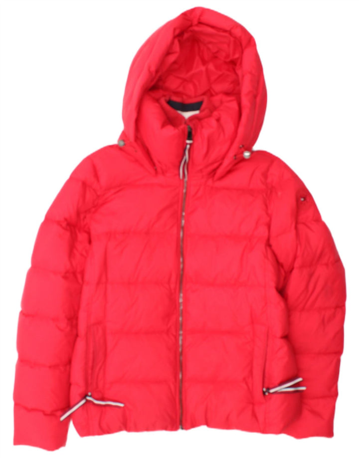 Tommy Hilfiger Veste matelassée à capuche pour femme UK 14 Coton rouge moyen