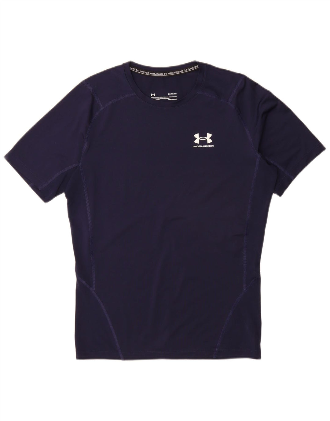 UNDER ARMOUR T-Shirt Heat Gear Homme Large Bleu Marine Synthétique