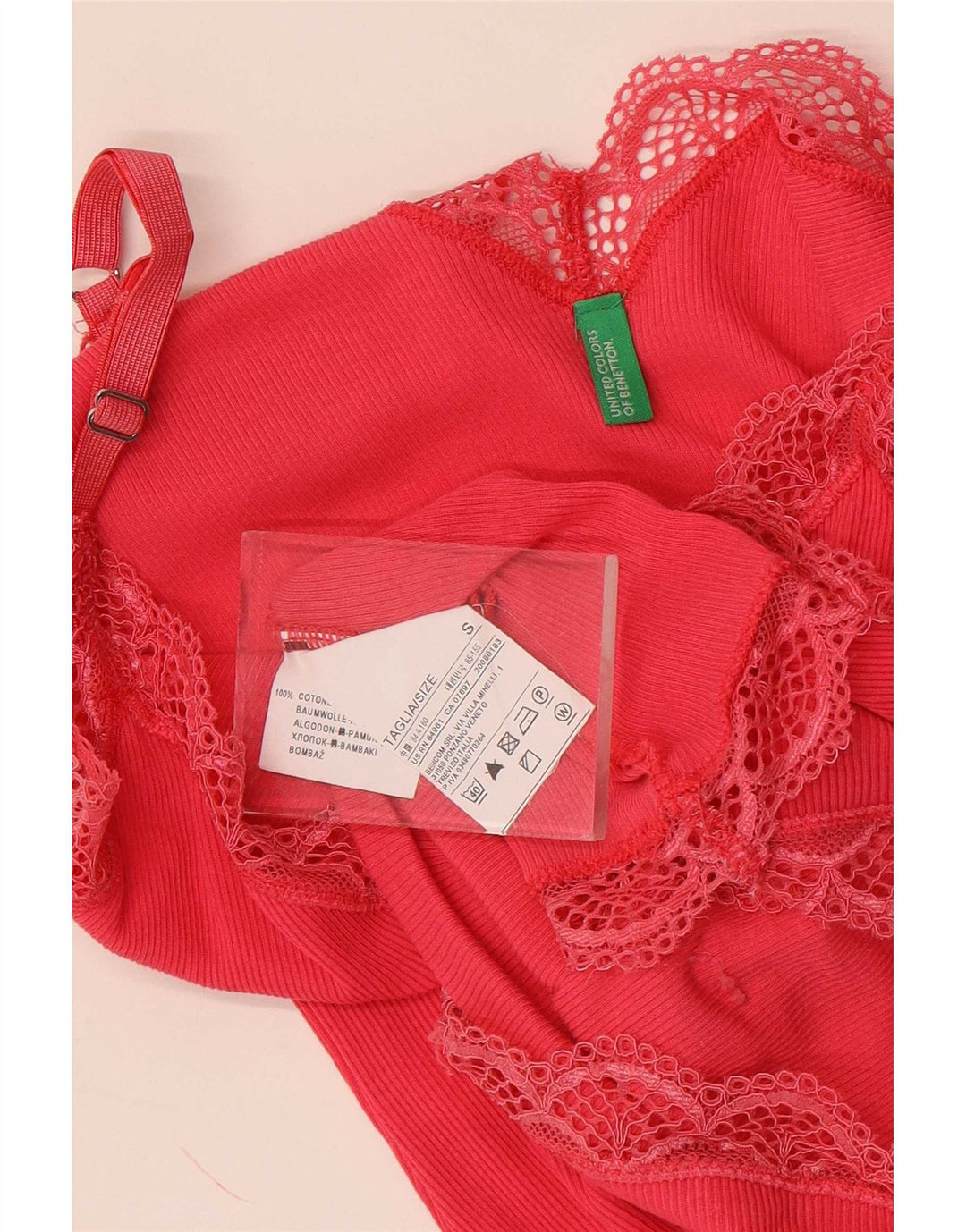 Benetton Femme Cami Top UK 8 Small Rose Coton