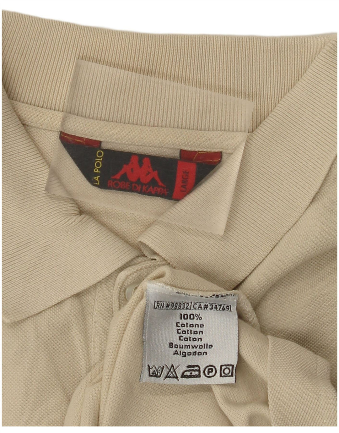 KAPPA Polo à manches longues pour homme en coton beige