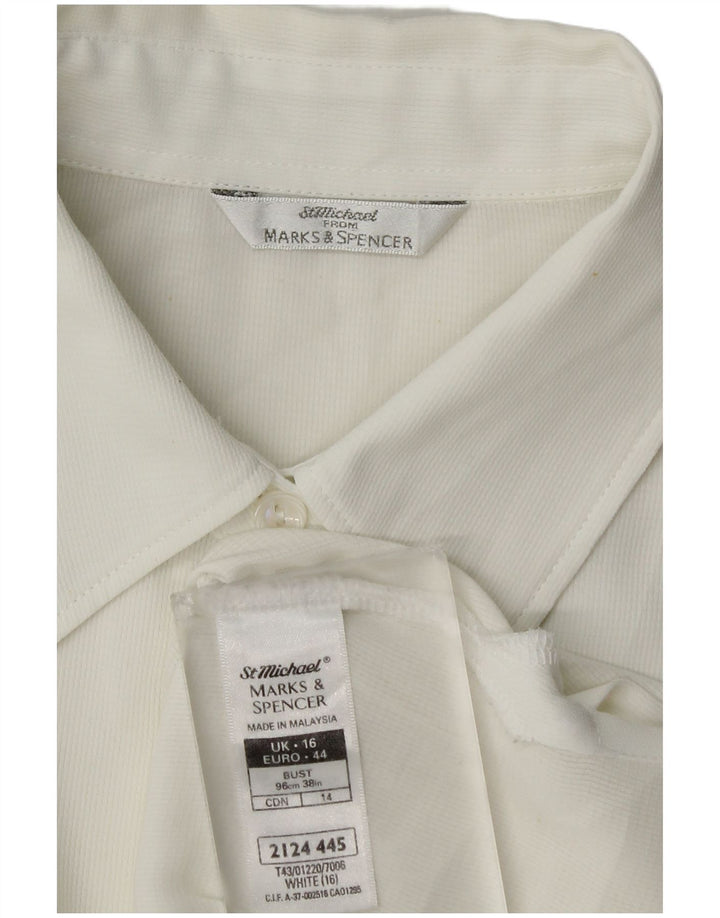 Marks & Spencer Chemisier sans manches pour femme UK 16 Large Blanc Polyester