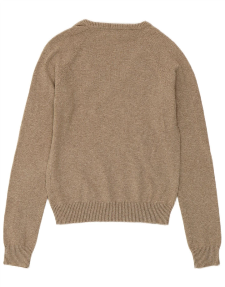 ZARA Pull col en V pour femme UK 8 Small Gris Coton
