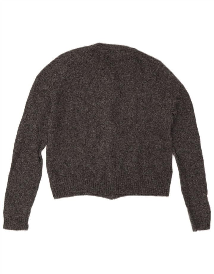 Zara Femme Cardigan Pull UK 10 Petite Laine Grise
