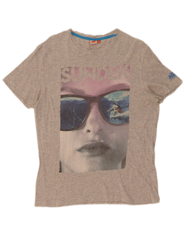 Sundek T-shirt graphique pour femme UK 14 Gris moyen moucheté