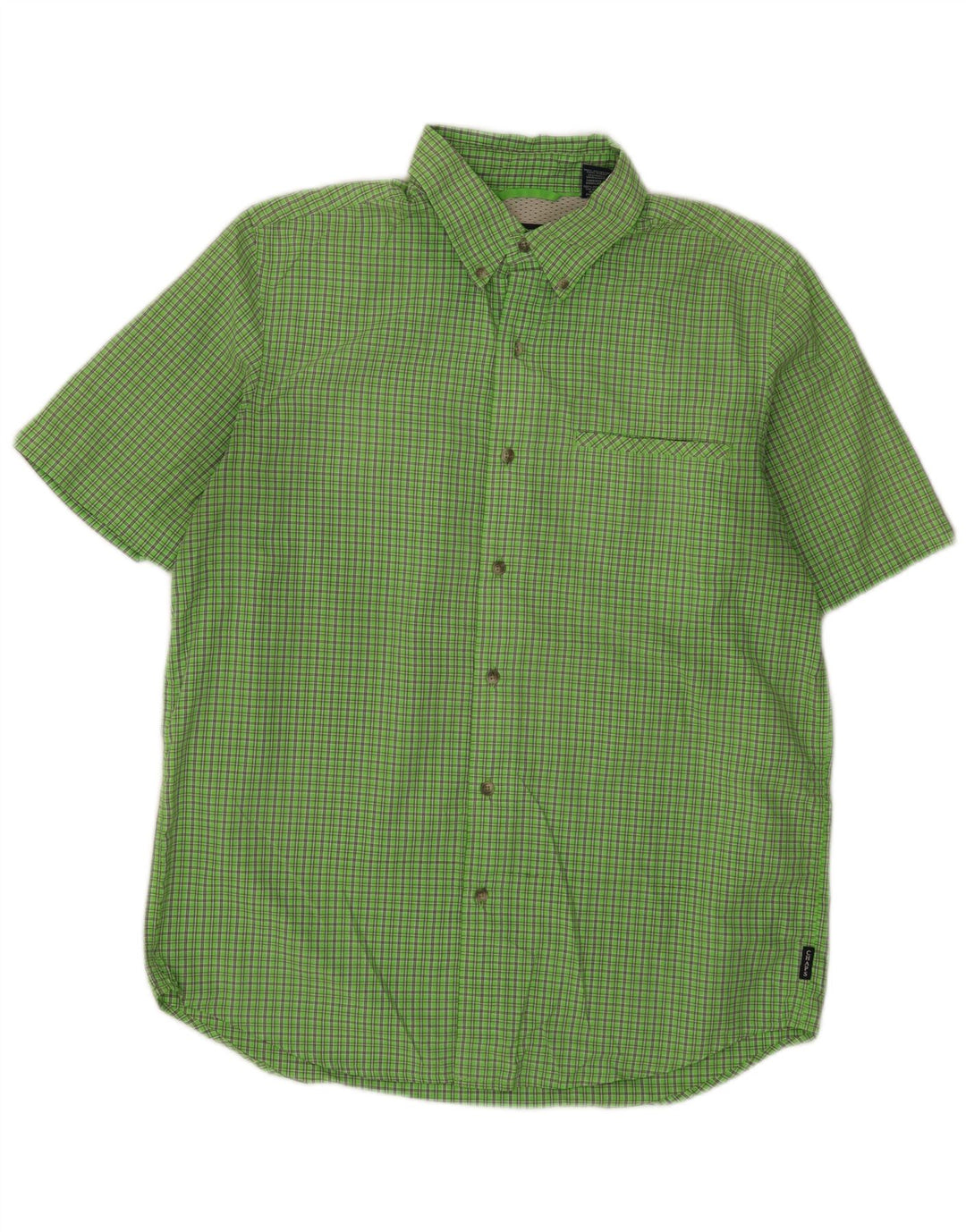 Chaps Chemise à manches courtes homme en polyester à carreaux vert moyen