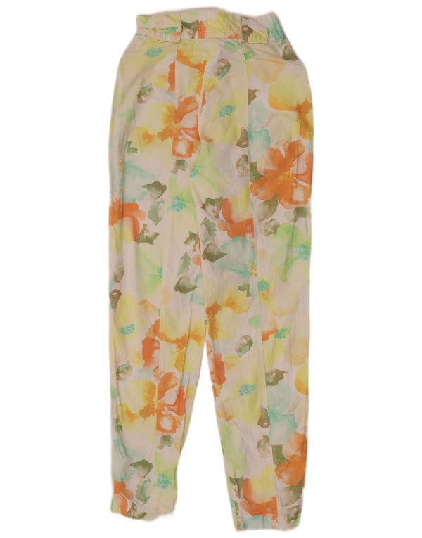 Pantalon fuselé femme vintage UK 12 Medium W25 L29 Floral multicolore